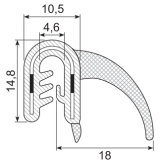 EPDM-Kantenschutz mit Metallband  u. Moosgummidichtung