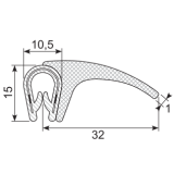 EPDM-Kantenschutz mit Metallband  u. Moosgummidichtung