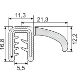 EPDM-Kantenschutz mit Metallband  u. Moosgummidichtung