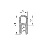 EPDM-Kantenschutz mit Metallband  u. Moosgummidichtung