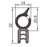 EPDM-Kantenschutz mit Metallband u. Moosgummidichtung