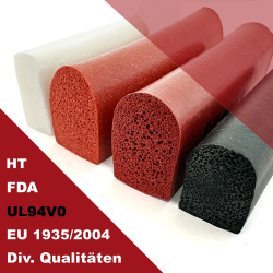 Silikonschaum-Halbrundprofile / FDA / HT / UL94