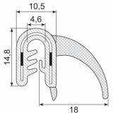 EPDM-Kantenschutz mit Metallband u. Moosgummidichtung