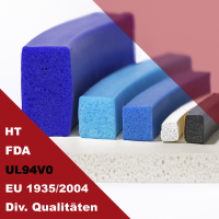 Silikonschaum-Vierkantprofile / FDA / HT / UL94