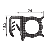 PVC-Kantenschutz mit Metallband  u. Moosgummidichtung
