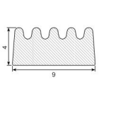 Kronenprofil aus Zellkautschuk 9 x 4 mm, einseitig...