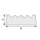 Kronenprofil aus Zellkautschuk 9 x 3 mm, einseitig...