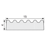 Kronenprofil aus Zellkautschuk 15 x 4 mm, einseitig...