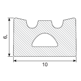 Kronenprofil aus Zellkautschuk 10 x 6 mm, einseitig...