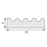 Kronenprofil aus Zellkautschuk 12 x 3 mm, einseitig...