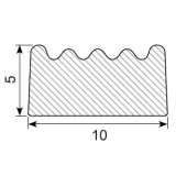 Kronenprofil aus Zellkautschuk 10 x 5 mm, einseitig...