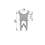 PVC-Kantenschutz mit Metallband  u. Moosgummidichtung