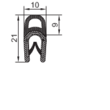 PVC-Kantenschutz mit Metallband  u. Moosgummidichtung