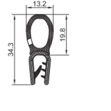 PVC-Kantenschutz mit Metallband  u. Moosgummidichtung