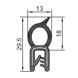 PVC-Kantenschutz mit Metallband  u. Moosgummidichtung