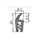 EPDM-Kantenschutz mit Metallband  u. Moosgummidichtung