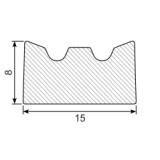 Kronenprofil aus Zellkautschuk 15 x 8 mm, einseitig...