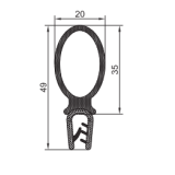 PVC-Kantenschutz mit Metallband  u. Moosgummidichtung